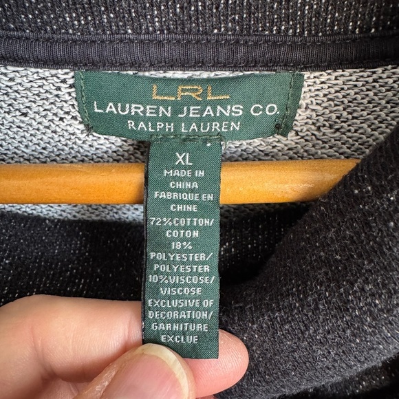 LRL Lauren Jeans Long Sleeve XL Cowl‎ Neck Women's Pullover Sweatshirt Black - Picture 2 of 14